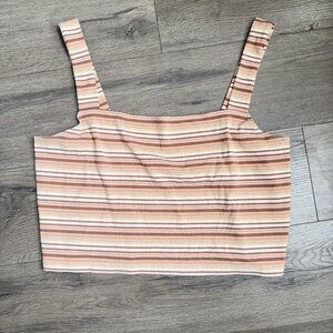 American Eagle Ribbed Striped Crop Tank Top Womens XL Stretch Fitted Y2K